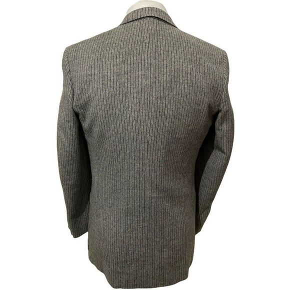 Men's‎ Sports Coat Gray Gold Buttons Flannel Camel Hair Wool Blend Size 39 R - Picture 7 of 10